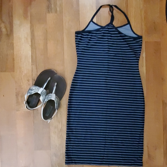 Tommy Hilfiger Womans Stretch Navy Striped Sleeveless Racerback Dress Size M - Picture 7 of 12